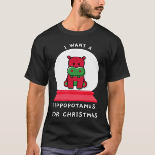T-shirt Je veux un hippopotame pour Noël Snowglobe Esse