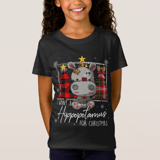 T-Shirt Je Veux Un Hippopotame Pour Un Hippopotame De Noël (Devant)