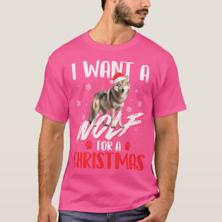 T-shirt Je Veux Un Loup Pour Un Loup De Noël Oreille Faune