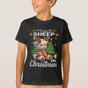 T-shirt Je Veux Un Mouton Pour Noël Mignonnes Cadeaux Noël