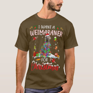 T-shirt Je Veux Un Weimaraner Pour Noël Lumières Sant