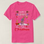T-shirt Je Veux Une Girafe Pour Noël Lumières Père Noël G (Design devant)