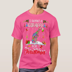 T-shirt Je Veux Une Girafe Pour Noël Lumières Père Noël G