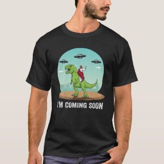 T-shirt Je viens bientôt Jésus à cheval sur un Dinosaure O