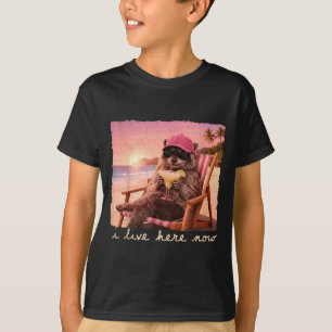 T-shirt Je vis ici drôle de raton laveur mème fille sauvag