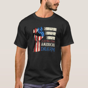 T-shirt Je Vis Le Rêve Américain Nous Drapeau Patriotique 