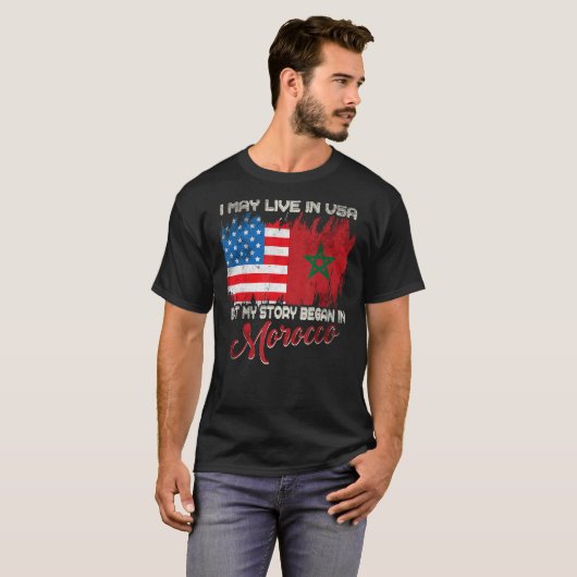T-shirt Je Vis Peut-Être Aux Etats-Unis Mais Mon Histoire (Devant entier)