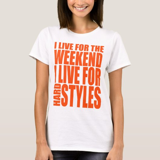 T-shirt Je vis pour le week-end (orange) (Devant)