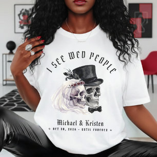 T-shirt Je vois des crânes de personnes mariées Halloween 