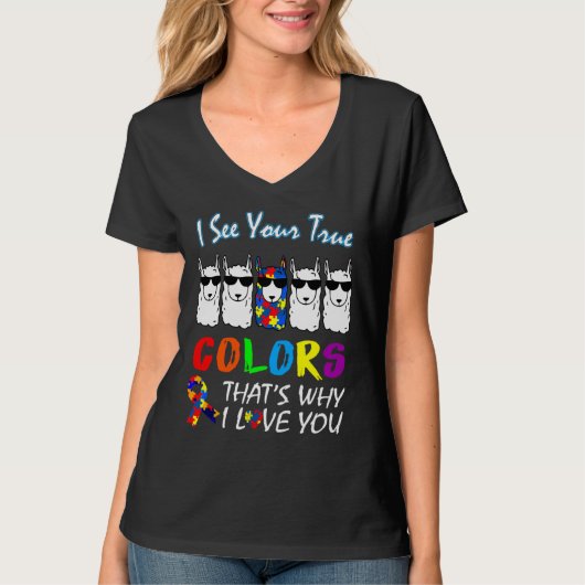 T-shirt Je Vois Vos Vrais Couleurs Llama Sensibilisation s (Devant)