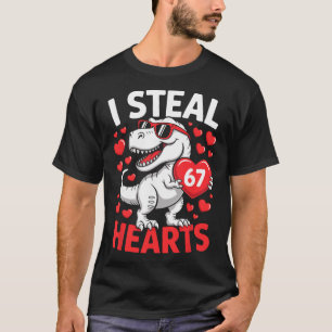 T-shirt Je vole 67 cœurs Drôle 67 Saint-Valentin Dinosaure