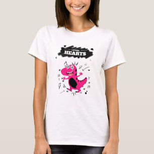 T-shirt Je vole Coeur mignon rose bébé Dinosaure moderne