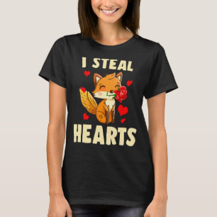 T-shirt Je vole Coeurs Fox Véntines d'animaux Jour Enfants