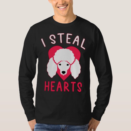 T-shirt Je vole Coeurs mignon Poodle chien Saint Valentin  (Devant)