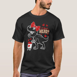T-shirt Je vole Coeurs Valentines Jour Dinosaures Filles H
