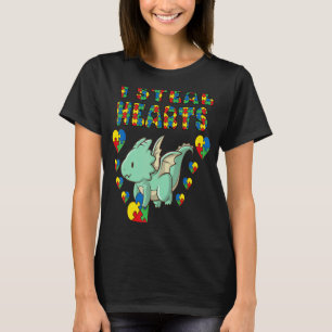 T-shirt Je vole des coeurs Autisme Sensibilisation Dragon 