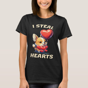 T-shirt Je vole des coeurs Chien Corgi Saint Valentin Chie