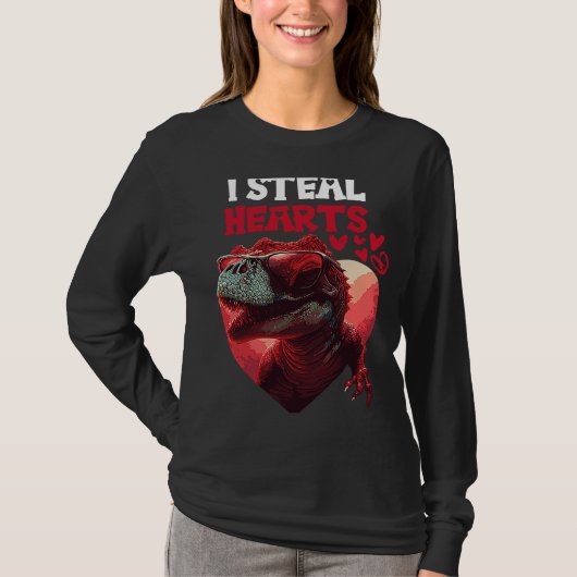 T-shirt Je vole des coeurs Dinosaur (Devant)