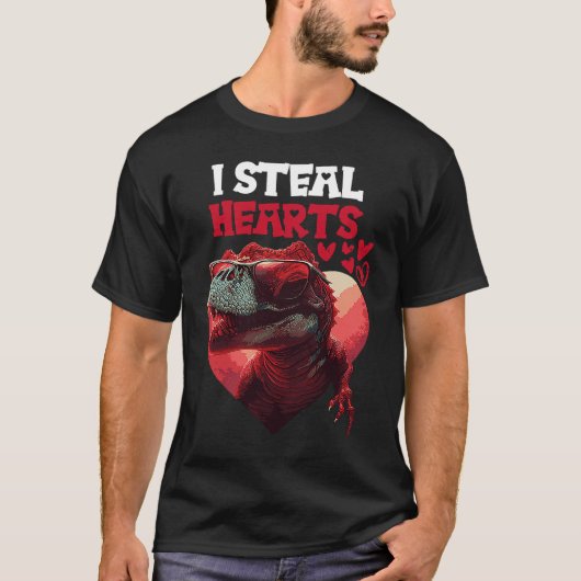 T-shirt Je vole des coeurs Dinosaur (Devant)