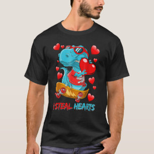 T-shirt Je vole des coeurs mignons Dinosaur en train de se