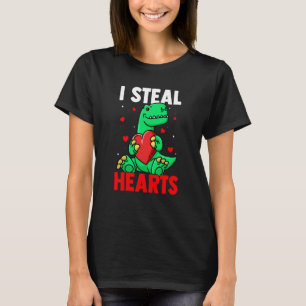 T-shirt Je vole des cœurs Saint-Valentin Dino Roses Date N