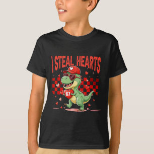 T-shirt Je vole des cœurs Saint-Valentin Garçons Dinosaure