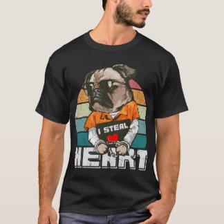 T-shirt Je vole des coeurs Saint-Valentin Mignon Pug Garço