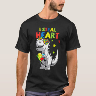 T-shirt Je vole des coeurs Trex dinosaure Autisme Sensibil