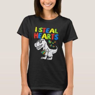T-shirt Je vole des coeurs Trex dinosaure Autisme Sensibil