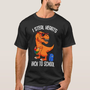 T-shirt Je Vole Les Coeurs À L'École Cute Rex Dinosaur St