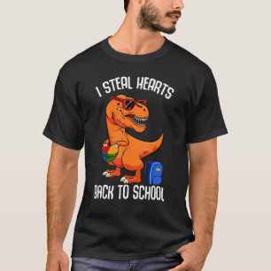 T-shirt Je Vole Les Coeurs À L'École Cute Rex Dinosaur St