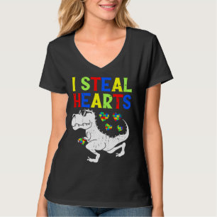 T-shirt Je vole les coeurs Trex Dinosaur Toddler Autism Aw