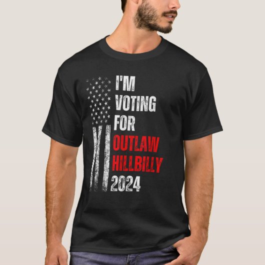 T-shirt Je vote pour le drapeau américain Hillbilly 2024 (Devant)
