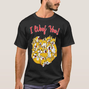 T-shirt Je Vous Aime Corgi Chien Corgis Forme De Coeur Chi