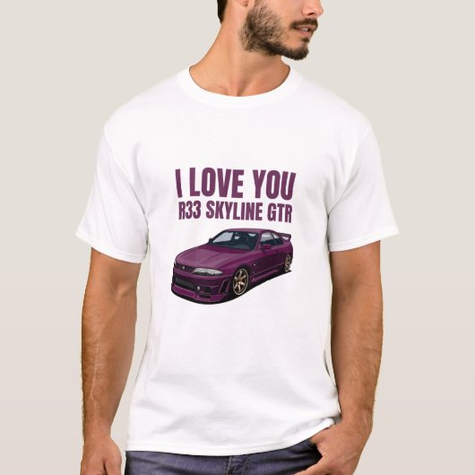 T-shirt Je vous aime R33 Skyline GTR (Devant)