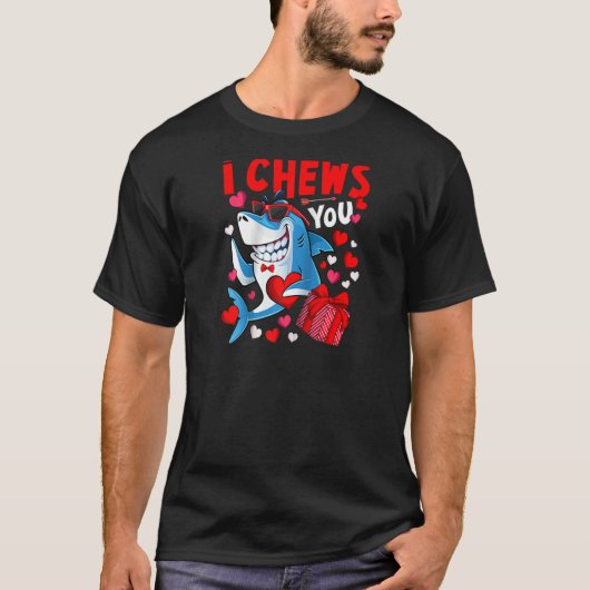 T-shirt Je vous Chews Heart Shark Valentine's Day Shark Bo (Devant)