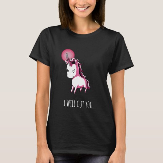 T-shirt Je Vous Couperai Stabby Unicorn Funny (Devant)