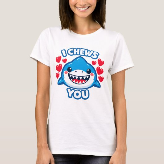 T-shirt Je Vous Mâche Drôle Saint-Valentin Requin (Devant)
