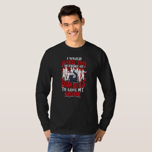 T-shirt Je vous pousserais devant les zombies pour sauver  (Devant entier)