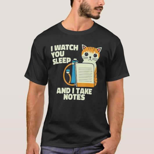 T-shirt Je vous regarde dormir Chat Polysomnographie (Devant)