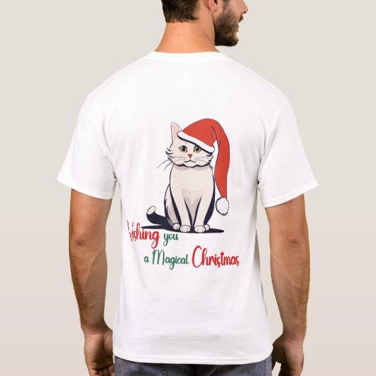 T-shirt Je vous souhaite un chat de Noël magique (Dos)