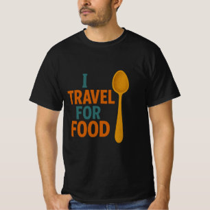 T-shirt Je Voyage Pour La Nourriture - Vintage Spoon Avent