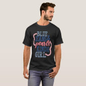 T-shirt Jeans et perles bleues fille du Sud (Devant entier)