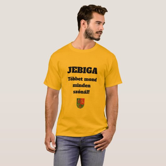 T-shirt JEBIGA Többet mond minden szónál ! sárga rövid ujú (Devant entier)