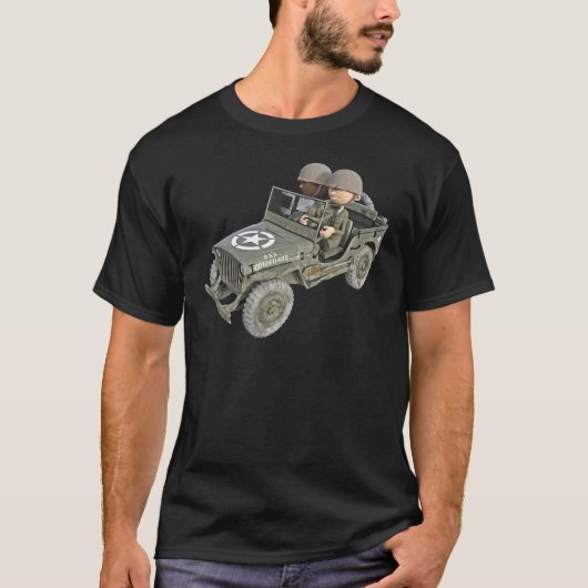 T-shirt Jeep avec 2 soldats de bande dessinée (Devant)