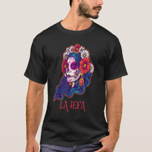 T-shirt Jefa La Crâne Fleurs Mexicaines Boss Dia De Los Mu