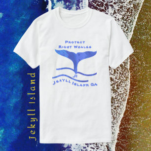 T-shirt Jekyll Island GA Right Whale Fins et Waves