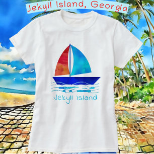 T-shirt Jekyll Island Georgia Vacances Aquarelle Voilier