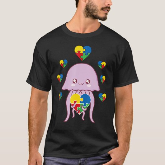 T-shirt Jellyfish Heart Puzzle Pièce Sensibilisation sur l (Devant)
