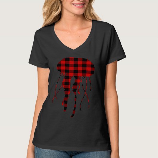 T-shirt Jellyfish Red Buffalo Plaid Salp Matching Family P (Devant)